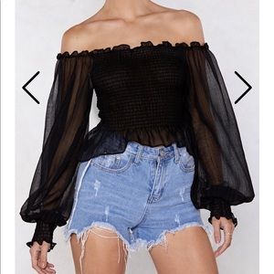 Nasty Gal black Sleeve It Be Off-the-Shoulder top